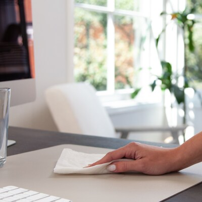 Smead Small Vegan Leather Anti-Slip Desk Pad, 23.6" x 13.7", Sandstone (SMD64836)