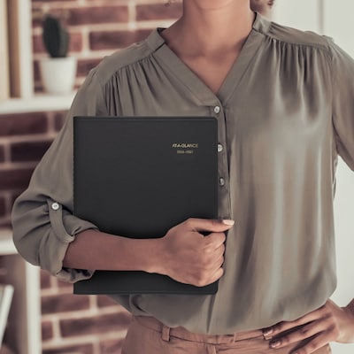 2026-2027 AT-A-GLANCE 9" x 11" Academic Monthly Planner, Faux Leather Cover, Black (70-074-05-27)
