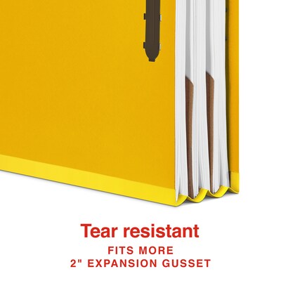 Staples 100% Recycled Heavy Duty Classification Folder, 2-Dividers, 2" Expansion, Letter Size, Yellow, 10/Box (ST62549)