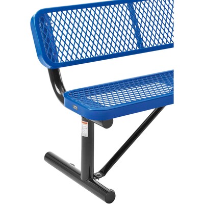 Global Industrial 4' Outdoor Steel Bench w/ Backrest, Expanded Metal, Blue (695743BL)