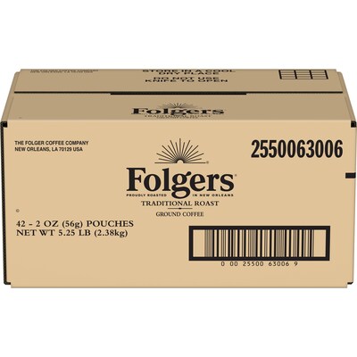 Folgers Traditional Roast Caffeinated Coffee Packet, Medium Roast, 2 oz., 42/Carton (SMU63006)