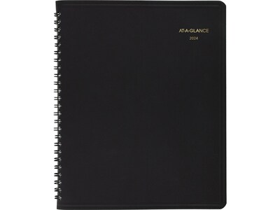 2024 AT-A-GLANCE 24-Hour 7 x 8.75 Daily Appointment Book, Black (70-824-05-24)