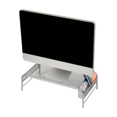 Mind Reader Ventilated Monitor Stand with Side Storage, Silver (MESHM-SIL)