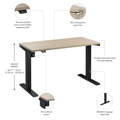 Bush Business Furniture Move 40 Series 48"W Electric Adjustable Standing Desk, Natural Elm/Black Powder Coat (M4S4824NEBK)