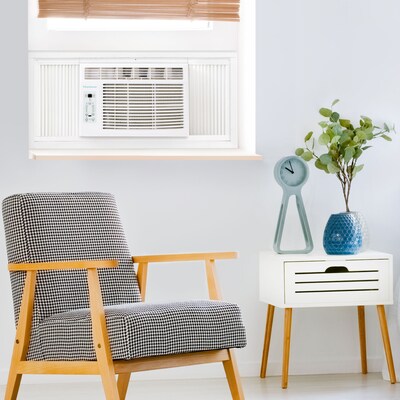 Keystone 8,000 BTU Window-Mounted Air Conditioner with Follow Me LCD Remote Control, White (KSTAW08CE)