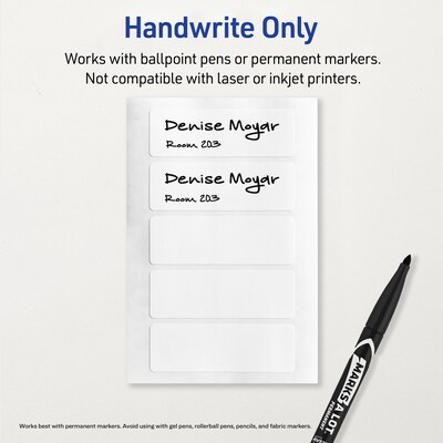 Avery No-Iron Waterproof Fabric Labels, 1" x 3", White, 50 Labels/Pack (40725)