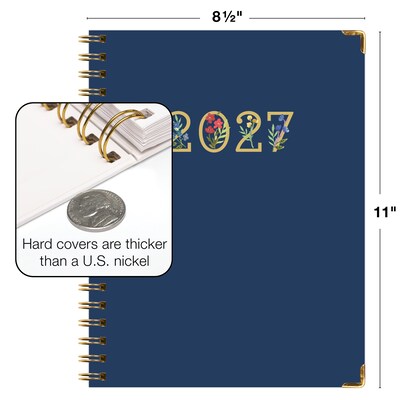 2027 Excello Brands 9" x 11" Weekly & Monthly Standard Planner, Paperboard Cover, Navy (FSHN-CY27-8511-85)