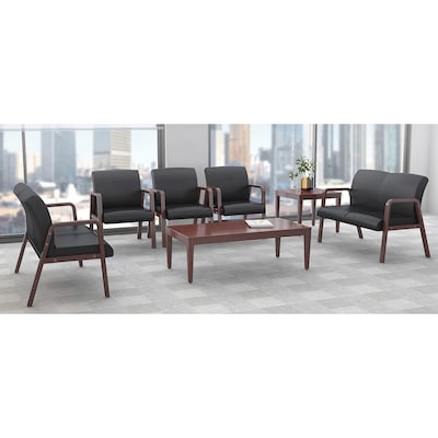 Lorell Accession 47.5W x 23.6D Solid Wood Rectangular Coffee Table, Mahogany (LLR59544)