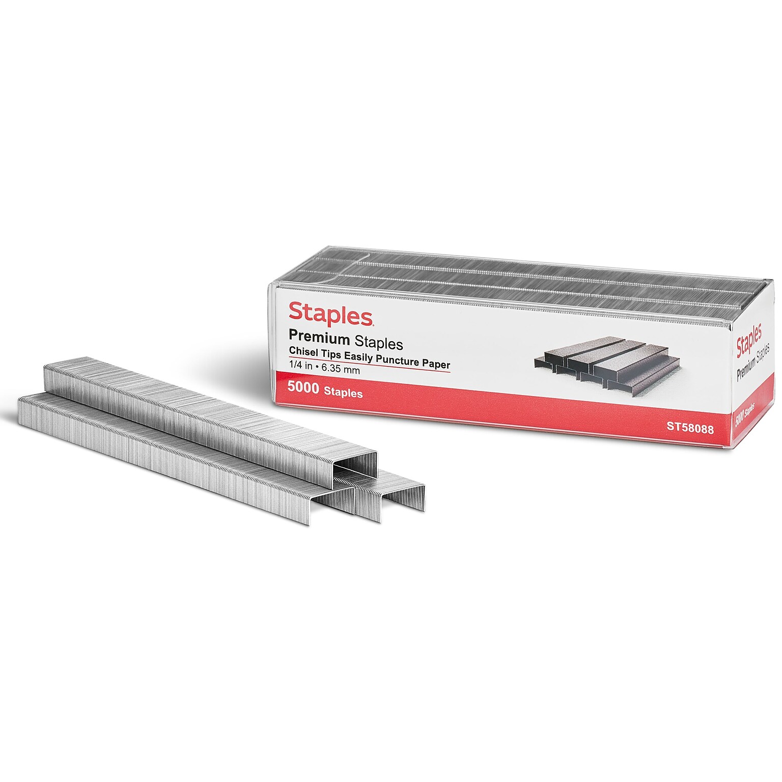 Staples Premium Staples, 1/4 Leg Length, 5000/Box (TR58088)