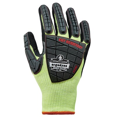 Ergodyne ProFlex 7141 Hi-Vis Nitrile Coated Cut-Resistant Gloves, ANSI A4, Lime, Medium, 12 Pair (17833)