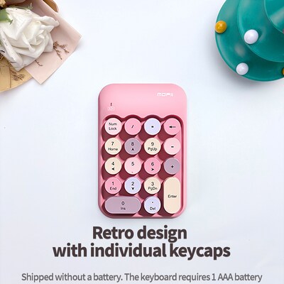 SaharaCase Retro Numeric Keypad Wireless Ergonomic Number Pad, Pink (KB45)