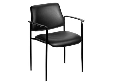 Boss Diamond Caressoft Square Back Vinyl Stacking Chair,  Black (B9503-CS)