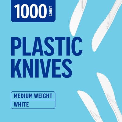 Perk™ Polystyrene Knife, Medium-Weight, White, 1000/Pack (PK56398)