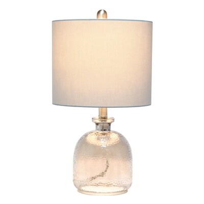 Lalia Home Smokey Gray Hammered Glass Jar Table Lamp with Linen Shade, Gray (LHT-5013-GY)