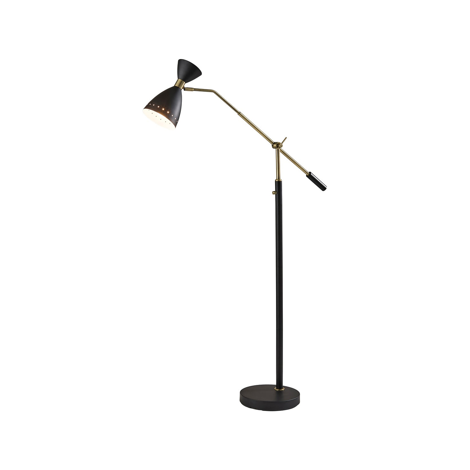 Adesso Oscar 66 Matte Black/Antique Brass Floor Lamp with Cone Shade (4284-01)