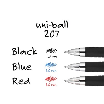 uni-ball 207 Impact Retractable Gel Pen, Bold 1mm, Blue Ink, Black/Blue  Barrel (65871)
