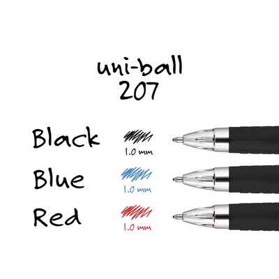 uniball 207 Retractable Gel Pens, Bold Point, 1.0mm, Blue Ink, Dozen (1790896)