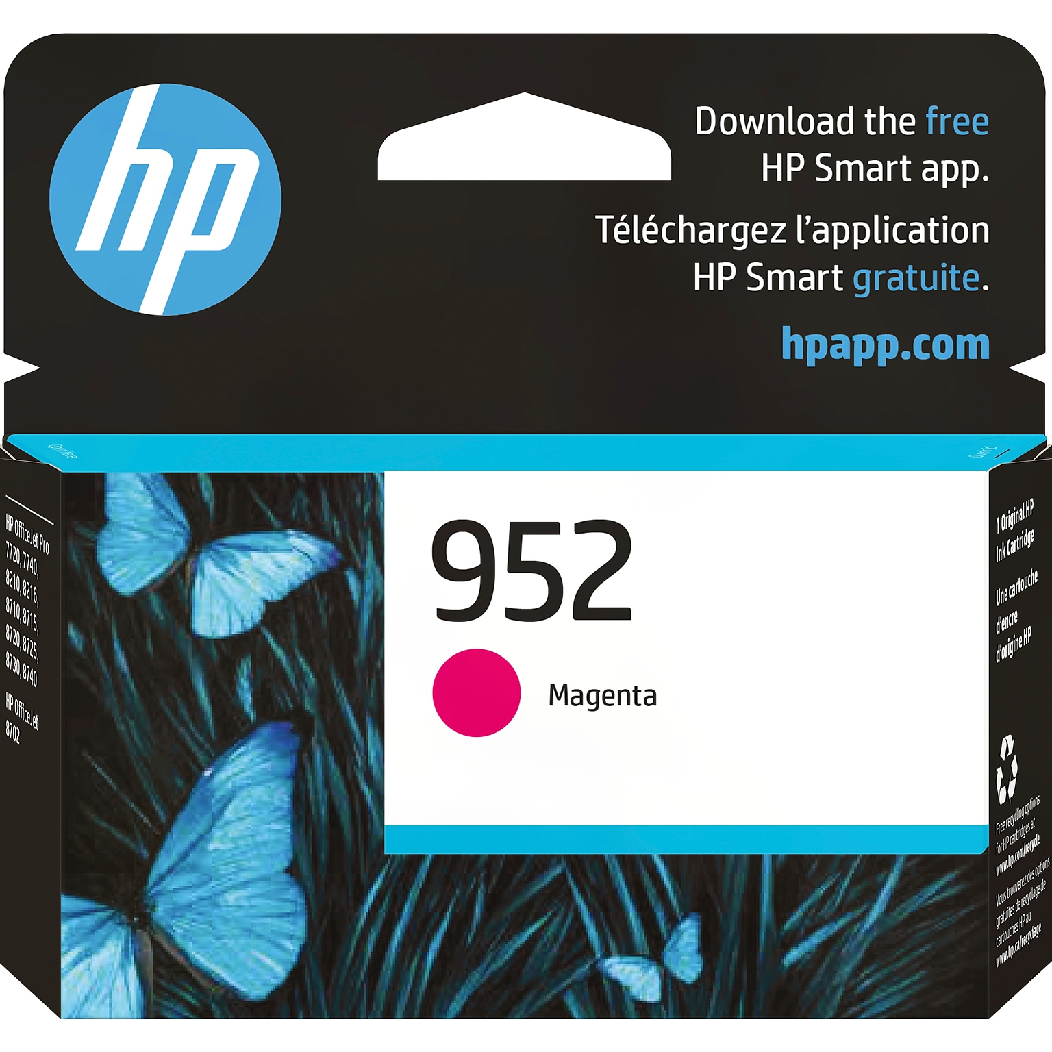 HP 952 Magenta Standard Yield Ink Cartridge, Prints Up to 630 Pages (L0S52AN#140)