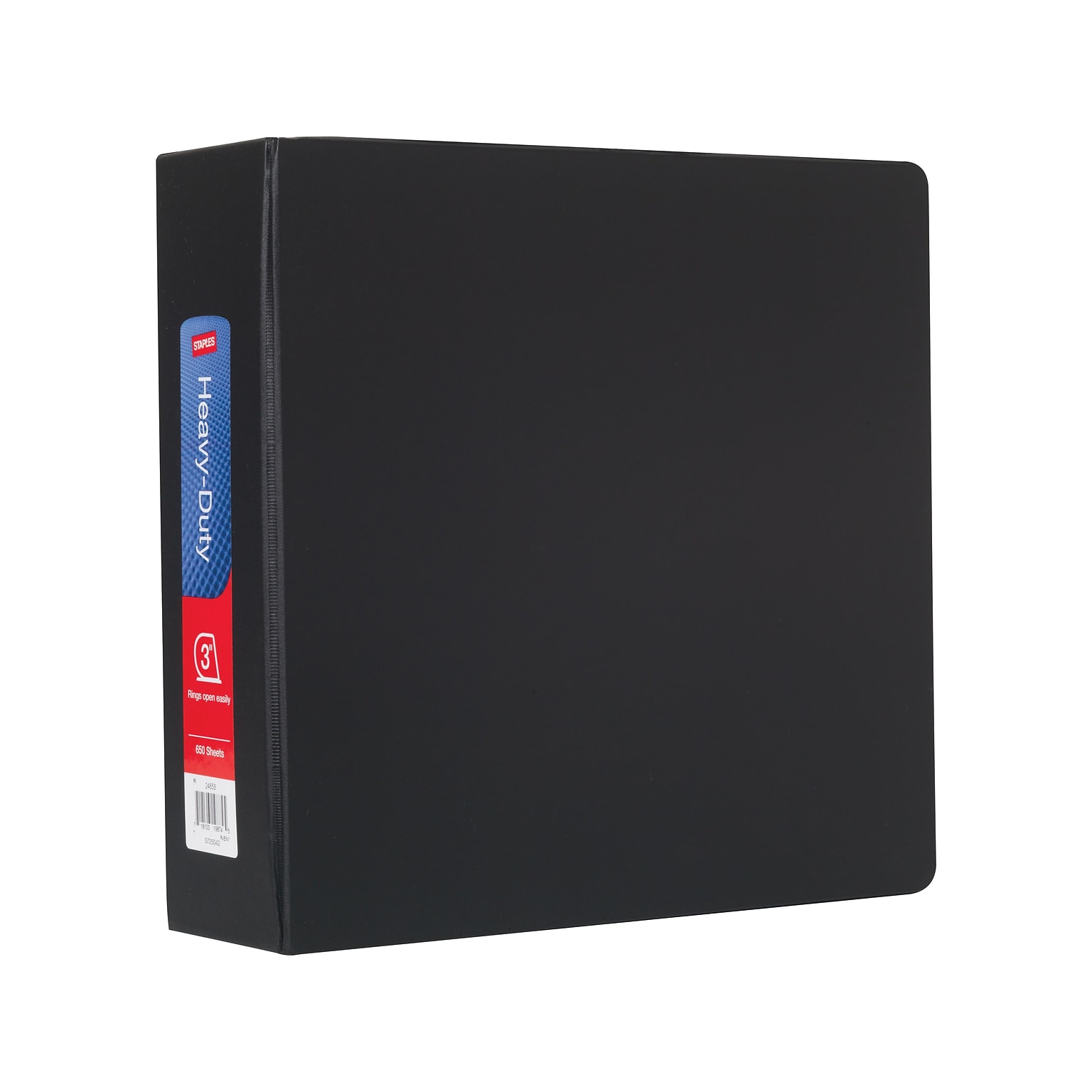 Staples Heavy-Duty 3-Inch 3-Ring Non-View Binder, Reinforced Spine, Holds Up to 600 Sheets, Black, for Office & School