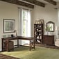 Bush Furniture Key West 60"W L Shaped Desk with File Cabinets and 5 Shelf Bookcase, Bing Cherry (KWS017BC)