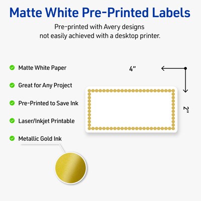 Avery Laser/Inkjet Rectangle Multipurpose Labels, 2 x 4, White, 100/Pack (S00DJH)