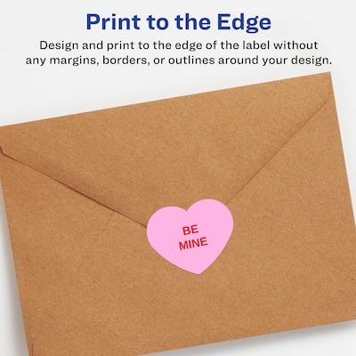 Avery Waterproof Heart Shaped Laser/Inkjet Multipurpose Labels, 0.75" x 0.75", White, 2000/Pack (94601)