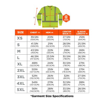Ergodyne GloWear 8370 High Visibility Long Sleeve T-Shirt, ANSI Type R Class 3, Lime, 2XL (22256)
