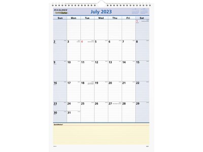 2023-2024 AT-A-GLANCE QuickNotes 12 x 17 Academic Monthly Wall Calendar, Blue/Yellow (PM53-28-24)