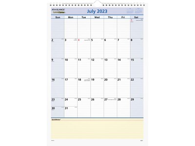 2023-2024 AT-A-GLANCE QuickNotes 12 x 17 Academic Monthly Wall Calendar, Blue/Yellow (PM53-28-24)
