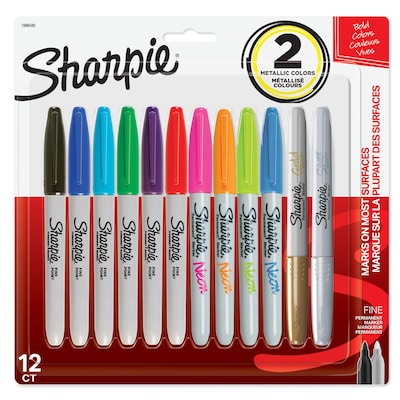 Sharpie Permanent Markers, Fine Point, Assorted Colors, 12/Pack (1996580)