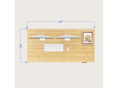 FlexiSpot E7 Pro 60"W Electric Adjustable Standing Desk, Bamboo/White  (E7WPRO6030-LBZB)
