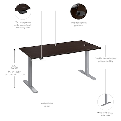 Bush Business Furniture Move 60 Series 60"W Electric Height Adjustable Standing Desk, Mocha Cherry (M6S6030MRSK)