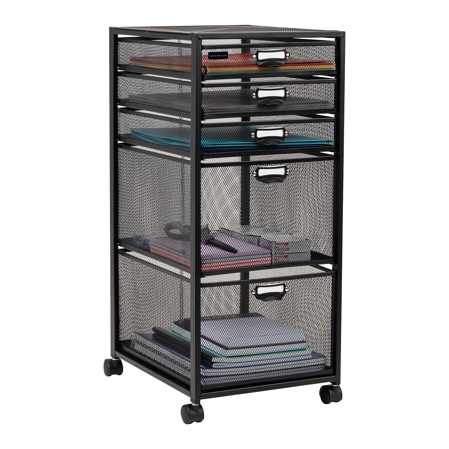 Mind Reader 5-Drawer Mobile Cart with Drawers Laundry Organizer Utility Cart with Wheels, Metal, Black (5TWHEEL-BLK)