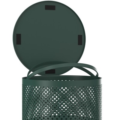 Furloo Steel Outdoor Trash Can with Lid, 13 Gallon, Green (FLO1-T-G)