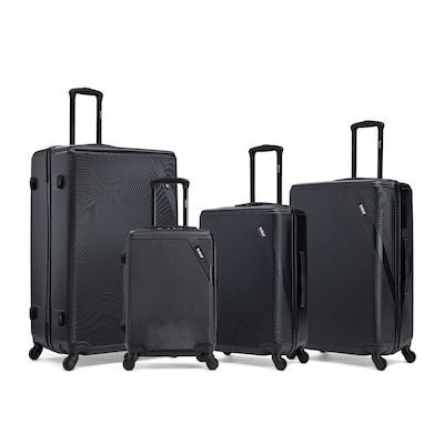 DUKAP Discovery 4-Piece Hardside Spinner Luggage Set, TSA Checkpoint Friendly, Blacj (DKDISSMLXL-BLK)