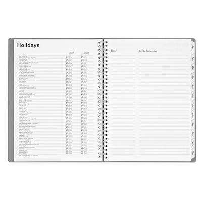 2027 Staples 8" x 11" Weekly & Monthly Appointment Book, Plastic Cover, Gray (ST63595-27)