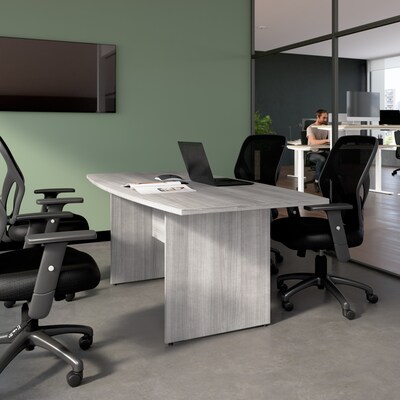 Bush Business Furniture 72W x 36D Boat Shaped Conference Table with Wood Base, Platinum Gray (99TB7236PG)