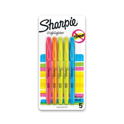 Sharpie Stick Highlighter, Chisel Tip, Assorted, 5/Pack (1908101)