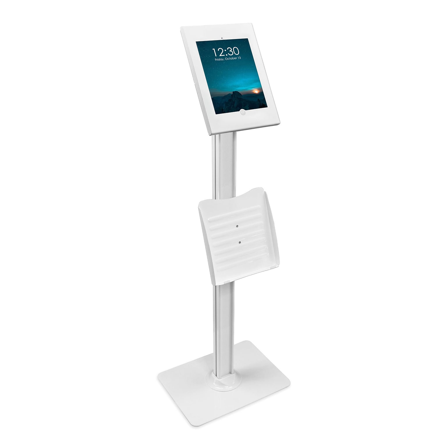 Mount-It! Adjustable Anti-Theft iPad Floor Stand, White (MI-3770W_G10)