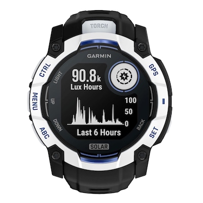 Garmin Instinct 3 Smartwatch, GPS, 50mm, Whitestone & Bolt Blue Silicone Band (010-02935-03)