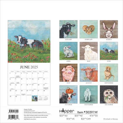 2025 Hopper Studios Barnyard Friends 12 x 12 Monthly  Wall Calendar (9781773728100)