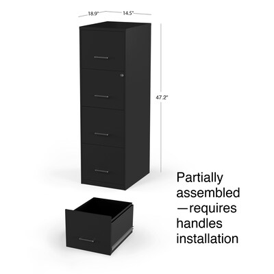 Quill Brand® 4-Drawer Vertical File Cabinet, Locking, Letter, Black, 18"D (52152)