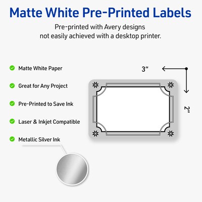Avery Rectangle Multipurpose Labels, 2 x 3, White, 80/Pack (19479370606)