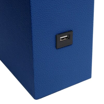 Lalia Home Lexington 21" Modern Bedside Table Lamp, White Rectangular Fabric Shade, Feit LED Bulb, Blue (LHT-3012-BL-LB)