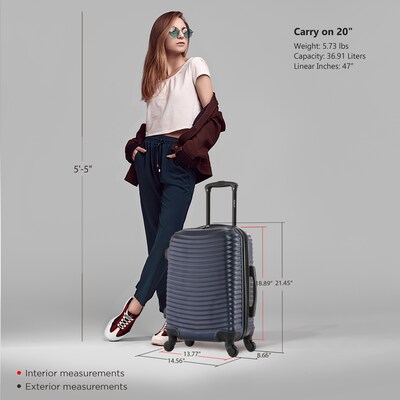 DUKAP Adly 20" Hardside Suitcase, 4-Wheeled Spinner, TSA Checkpoint Friendly, Navy Blue (DKADL00S-BLU)