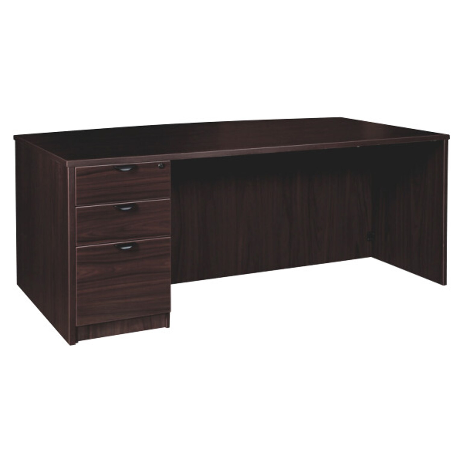 Lorell Prominence 2.0 Bowfront Left-Pedestal Desk, 42D x 72W x 29H, Espresso (LLRPD4272LSPBES)