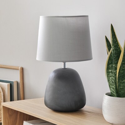 Creekwood Home Concrete 16.93" LED Table Lamp, Gray (CWT-1009-GY)