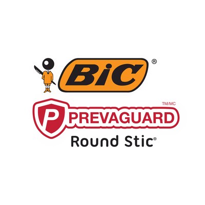 BIC Prevaguard Round Stic Ballpoint Pen, Medium Point, Black Ink, 8/Pack (GSAMP81-BLK)