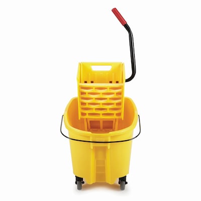 Rubbermaid WaveBrake 2.0 Janitorial Side-Press Bucket and Wringer, 26 Quart, Yellow (FG748000YEL)