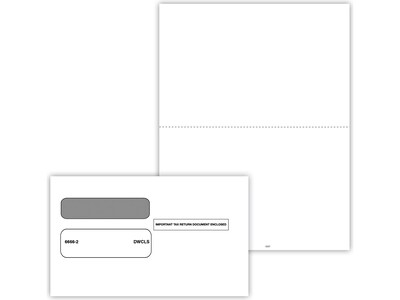 ComplyRight W-2 Blank Tax Form Set with Envelopes/Recipient Copy Only, 2-Up, 25/Pack (5207E25)